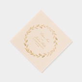 Elegant Gold Olive Branch Wreath Wedding Cocktail Folie Servetten (Rechts)