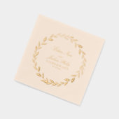 Elegant Gold Olive Branch Wreath Wedding Cocktail Folie Servetten (Links)