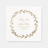 Elegant Gold Olive Branch Wreath Wedding Cocktail Servet (Voorkant)