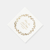 Elegant Gold Olive Branch Wreath Wedding Cocktail Servet (Hoek)