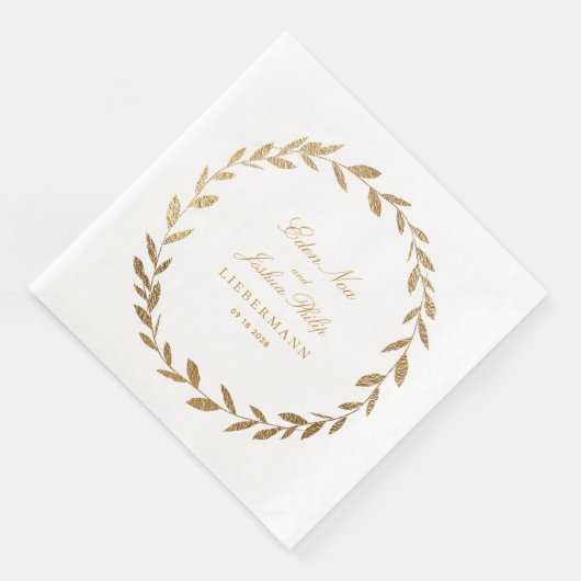 Elegant Gold Olive Branch Wreath Wedding Servet (Hoek)
