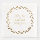 Elegant Gold Olive Branch Wreath Wedding Servet (Voorkant)