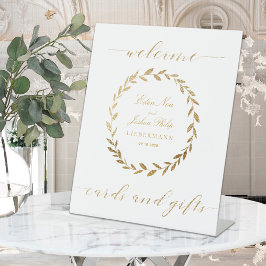 Elegant Gold Olive Branch WreatKaart & Gifts Reclamebord Met Voetstuk