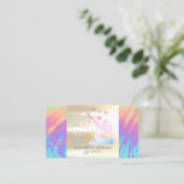 Elegant Gold Ombre Holographic Yoga Instructor Visitekaartje (Staand voorkant)