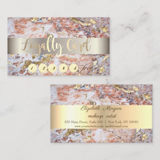 Elegant, Gold, Ombre Marble Stone Loyalty Kaart (Voorkant / Achterkant)