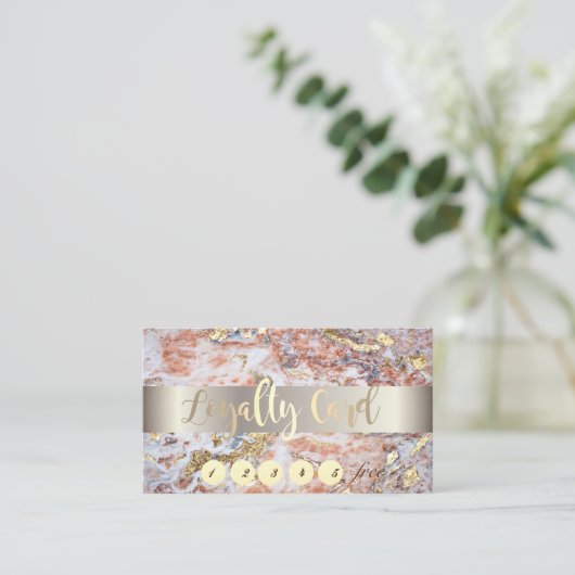 Elegant, Gold, Ombre Marble Stone Loyalty Kaart (Staand voorkant)