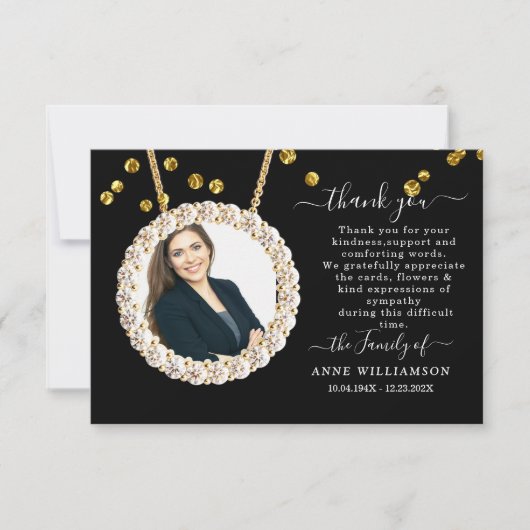 Elegant Gold omlijst foto begrafenis bedankt kaart (Voorkant)