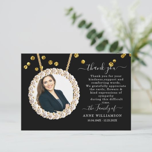 Elegant Gold omlijst foto begrafenis bedankt kaart (Staand voorkant)