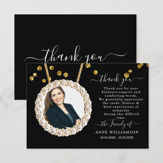 Elegant Gold omlijst foto begrafenis bedankt kaart (Voorkant / Achterkant)