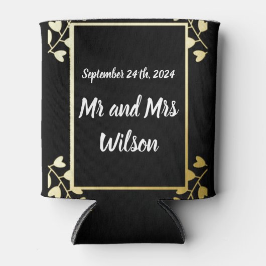 Elegant Gold on Black Wedding Blikjeskoeler (Voorkant)