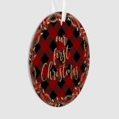 Elegant Gold ons eerste kerstfeest als Mr & Mrs. f Ornament (voorkant)