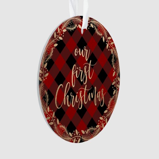 Elegant Gold ons eerste kerstfeest als Mr & Mrs. f Ornament (voorkant)