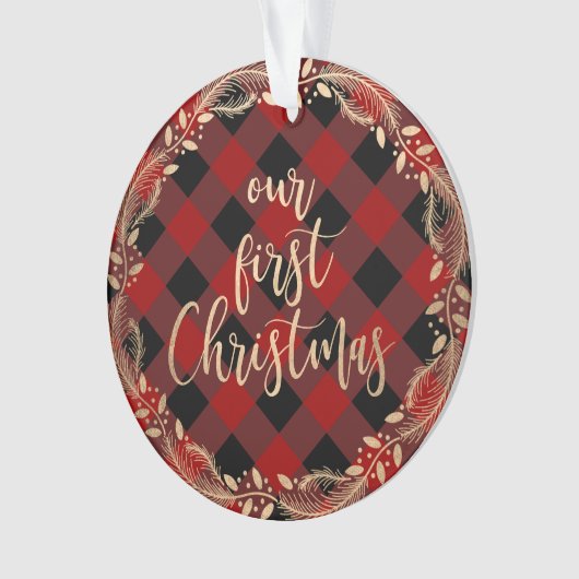 Elegant Gold ons eerste kerstfeest als Mr & Mrs. f Ornament (voorkant)