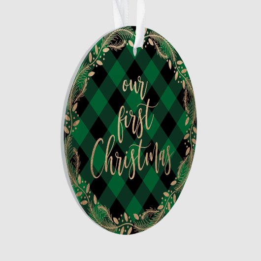 Elegant Gold ons eerste kerstfeest als Mr & Mrs. f Ornament (voorkant)