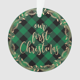 Elegant Gold ons eerste kerstfeest als Mr & Mrs. f Ornament