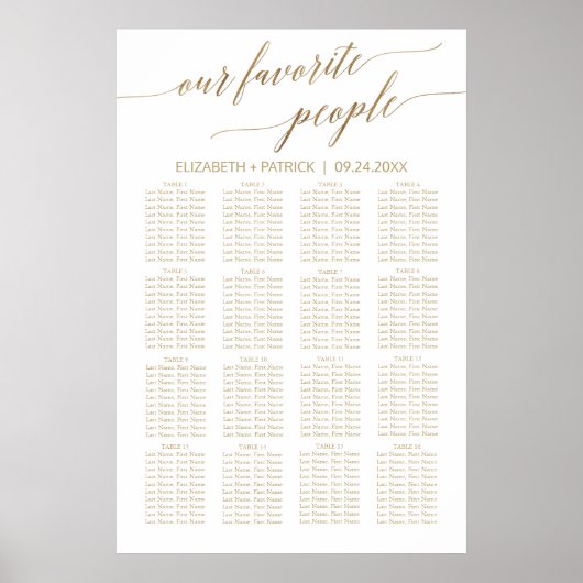 Elegant Gold Onze favoriete zoekkaart voor mensen Poster (Voorkant)