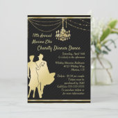 Elegant Gold op Black Cocktail Party-uitnodiging Kaart (Staand voorkant)