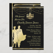 Elegant Gold op Black Cocktail Party-uitnodiging Kaart (Voorkant / Achterkant)