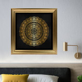 Elegant Gold op Black Lotus Henna Mandala Afdrukke Poster