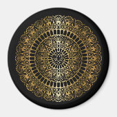 Elegant Gold op Black Lotus Henna Mandala Magneet (Voorkant)