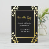 Elegant Gold op Black Save the Date Kaart (Staand voorkant)