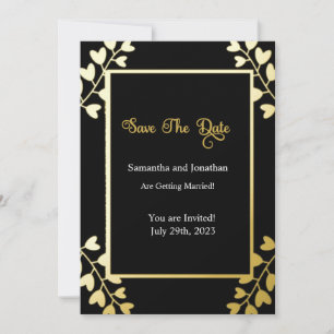 Elegant Gold op Black Save the Date Kaart