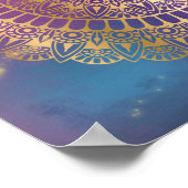 Elegant Gold op Bright Nebula Lotus Henna Mandala Poster (Hoek)
