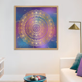 Elegant Gold op Bright Nebula Lotus Henna Mandala Poster