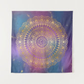 Elegant Gold op Bright Nebula Lotus Henna Mandala Wandkleed (Voorkant (horizontaal))