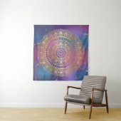 Elegant Gold op Bright Nebula Lotus Henna Mandala Wandkleed (In situ)