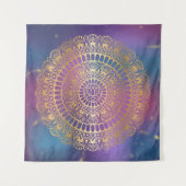 Elegant Gold op Bright Nebula Lotus Henna Mandala Wandkleed (Voorkant)