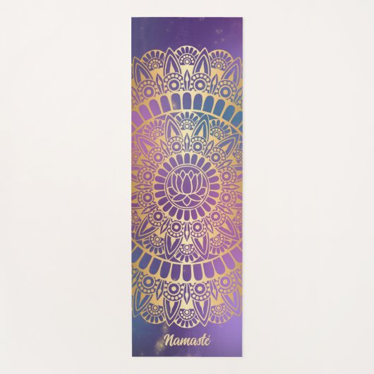 Elegant Gold op Bright Nebula Lotus Henna Mandala Yogamat (Voorkant)