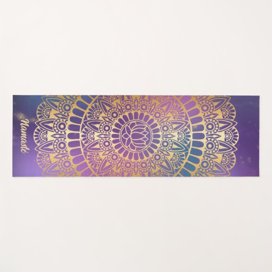 Elegant Gold op Bright Nebula Lotus Henna Mandala Yogamat (Voorkant (horizontaal))