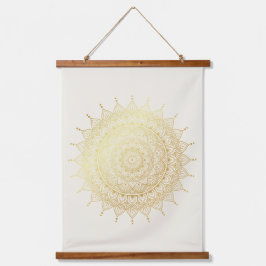 Elegant Gold op Cream Floral Henna Mandala Hangend Wandkleed