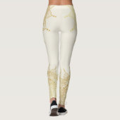 Elegant Gold op Cream Floral Henna Mandala Legging (Achterkant)