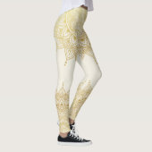 Elegant Gold op Cream Floral Henna Mandala Legging (Rechts)