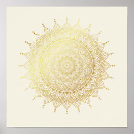Elegant Gold op Cream Floral Henna Mandala Poster