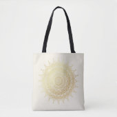 Elegant Gold op Cream Floral Henna Mandala Tote Bag (Voorkant)