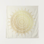 Elegant Gold op Cream Floral Henna Mandala Wandkleed (Voorkant (horizontaal))