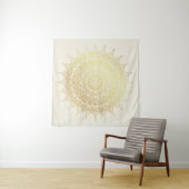 Elegant Gold op Cream Floral Henna Mandala Wandkleed (In Situ (horizontaal))
