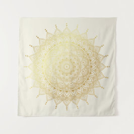Elegant Gold op Cream Floral Henna Mandala Wandkleed
