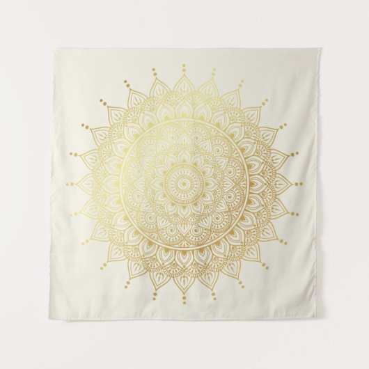 Elegant Gold op Cream Floral Henna Mandala Wandkleed (Voorkant)
