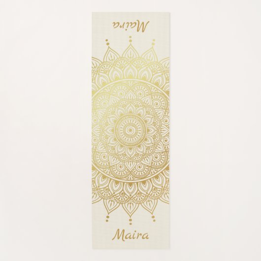 Elegant Gold op Cream Floral Henna Mandala Yogamat (Voorkant)