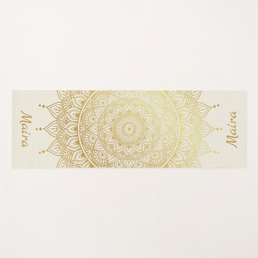 Elegant Gold op Cream Floral Henna Mandala Yogamat (Voorkant (horizontaal))