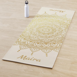 Elegant Gold op Cream Floral Henna Mandala Yogamat