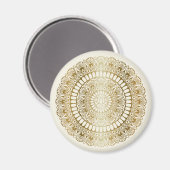 Elegant Gold op Cream Lotus Henna Mandala Magneet (Voorkant / Achterkant)