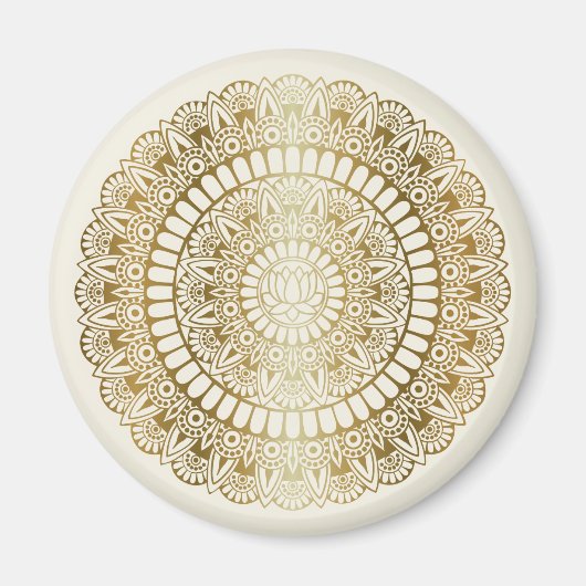 Elegant Gold op Cream Lotus Henna Mandala Magneet (Voorkant)