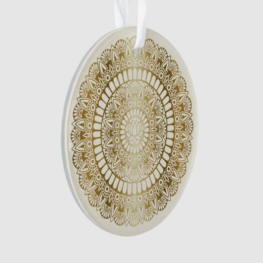 Elegant Gold op Cream Lotus Henna Mandala Ornament (voorkant)