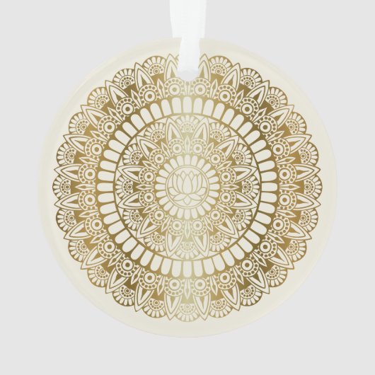 Elegant Gold op Cream Lotus Henna Mandala Ornament (achterkant)