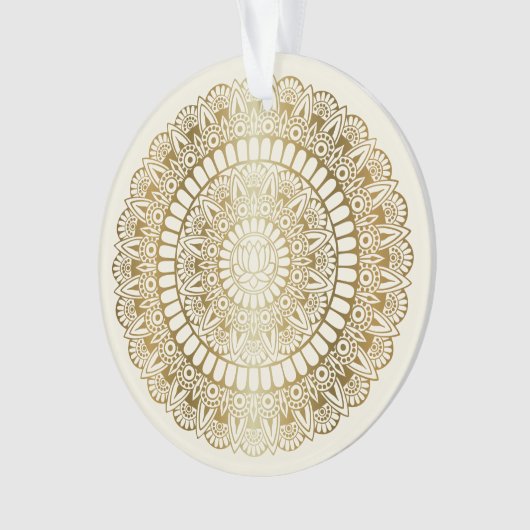 Elegant Gold op Cream Lotus Henna Mandala Ornament (voorkant)